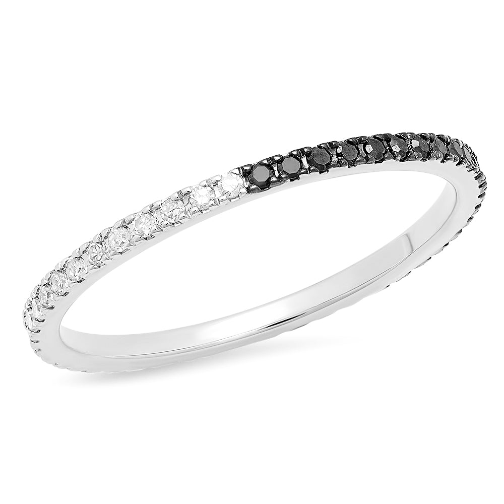 14K White Gold Black and White Diamond Eternity Band